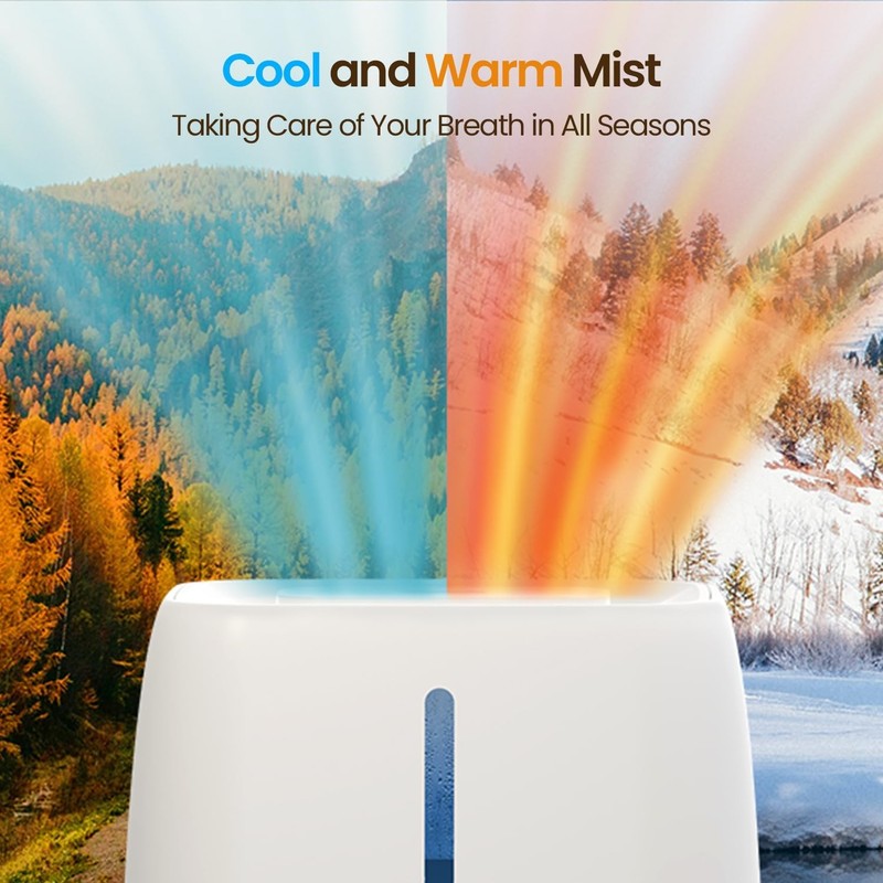Humidifier 6L Cool & Warm Mist Top Fill Quiet w/ Timer Diffuser White2