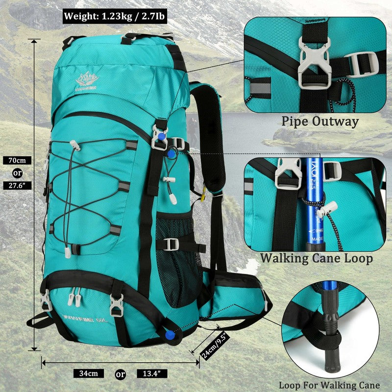 60L Travel Hiking Camping Backpack with Rain Cover, Backpack Water Resistant,Cli1