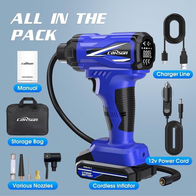 Portable Tire Inflator - Cordless Air Compressor with Digital Gauge, 150PSI7