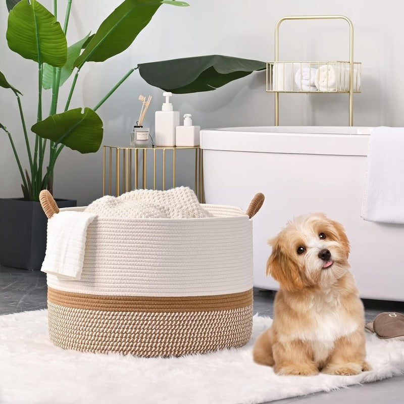 Large Blanket Basket (20"X13"),Woven Baskets for Storage Baby Laundry Hamper2