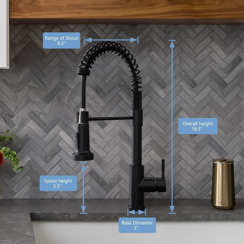 Black Kitchen Faucet Pull Down Sprayer Single Hole for Farmhouse RV Utility1