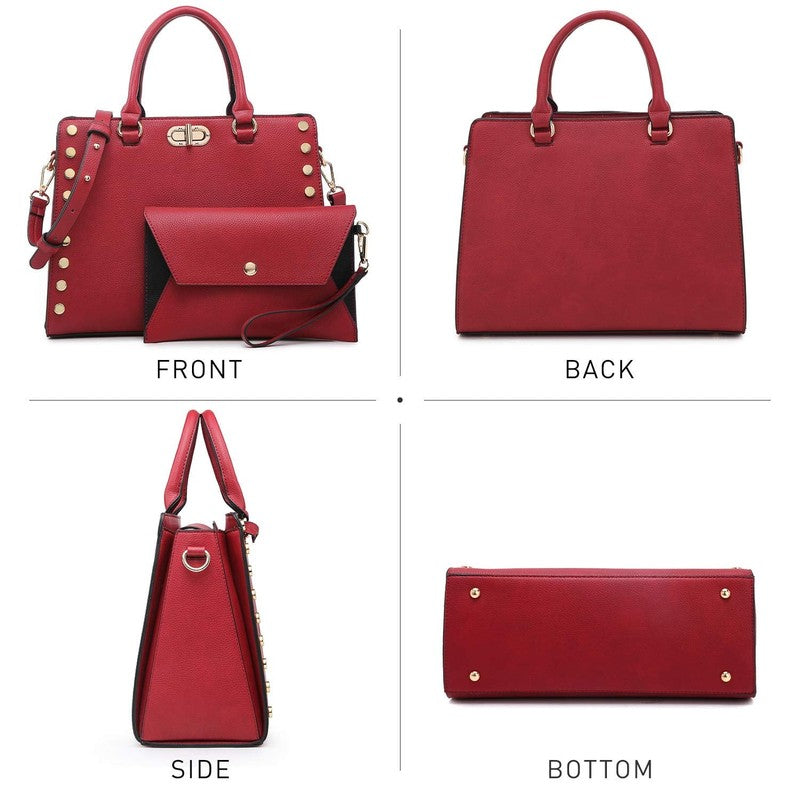 Women Satchel Handbag Shoulder Tote Work Bag with Matching Wallet3