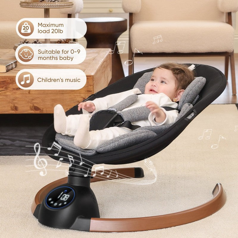 Baby Swing for Infants Bluetooth Control 5 Point 5 Speeds 10 Lullabies Grey3