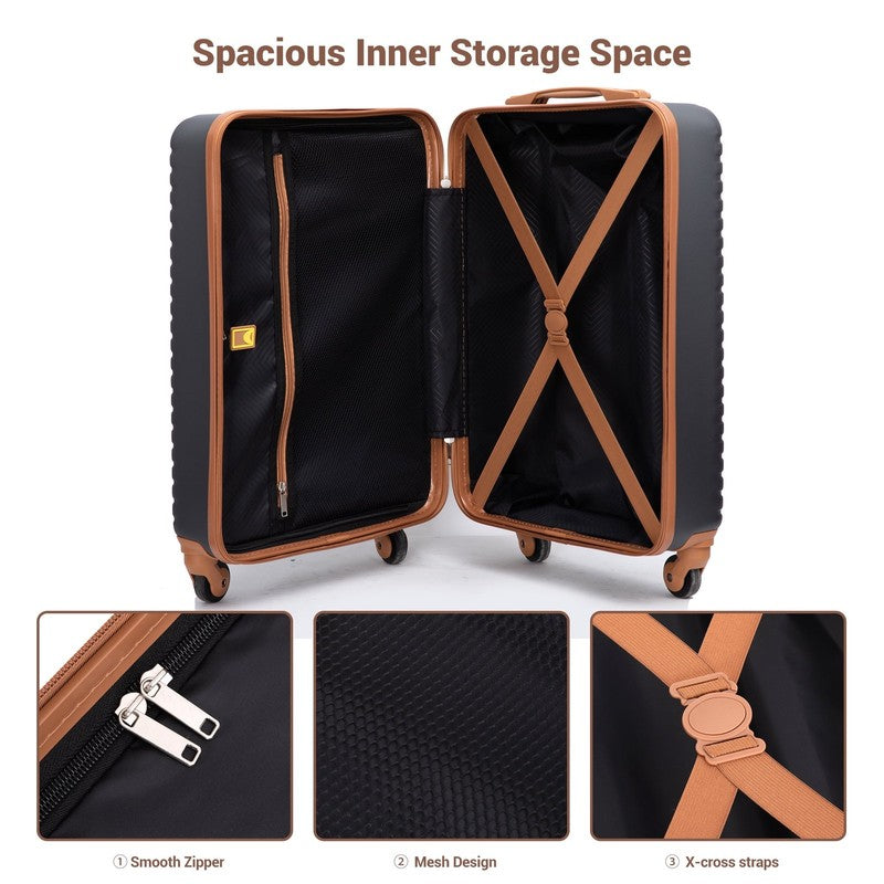 3 Piece Carry On Hardside Luggage Set Spinner Wheels Travel Bag Toiletry Gray3