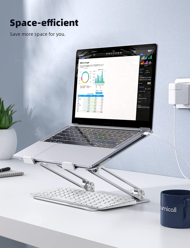 Adjustable Aluminum Laptop Stand Foldable Riser Desk Holder 10 17.3" Silver5