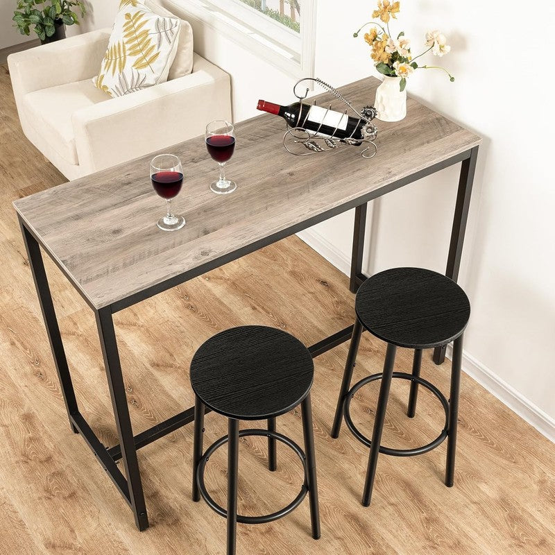 Set of 2 Bar Stools Round Kitchen Chairs with Footrest Black4