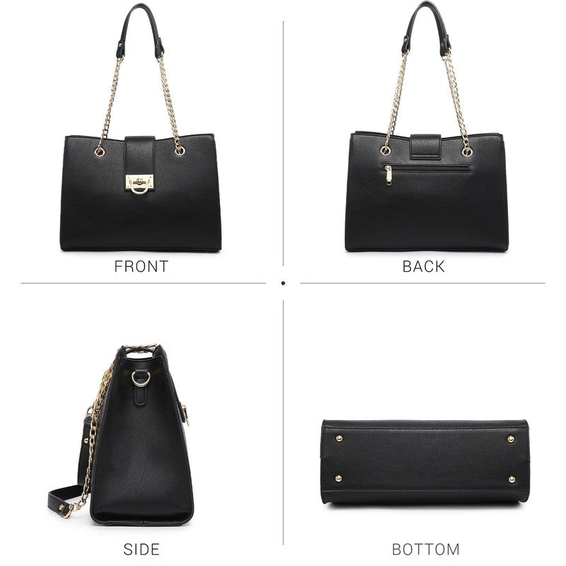 Women Hobo Bag Vegan Leather Tote Chain Shoulder Satchel Bag with Clutch6
