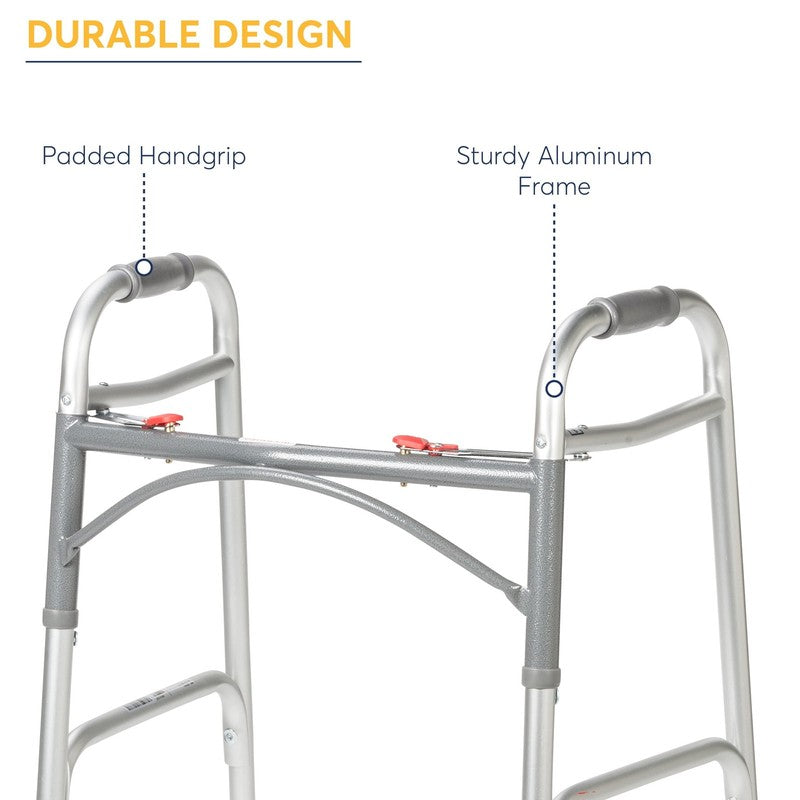 Deluxe Two Button Folding Walker with Wheels2