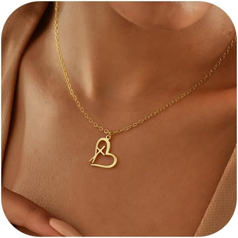 14K Gold Plated Dainty Cross Necklace for Women, Faith Pendant Jewelry Gift8