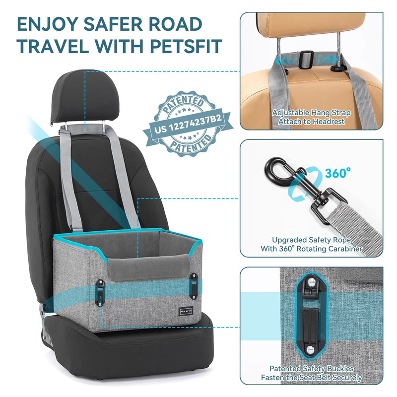 Dog Car Seats for Small Dogs, Portable Dog Booster Car Seat with Patent Safe Buc3