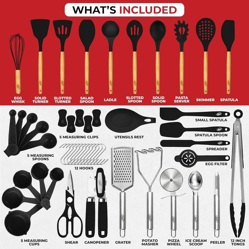 50 PCS Silicone Kitchen Utensils Set - Heat Resistant Non-Stick Cooking Tools2