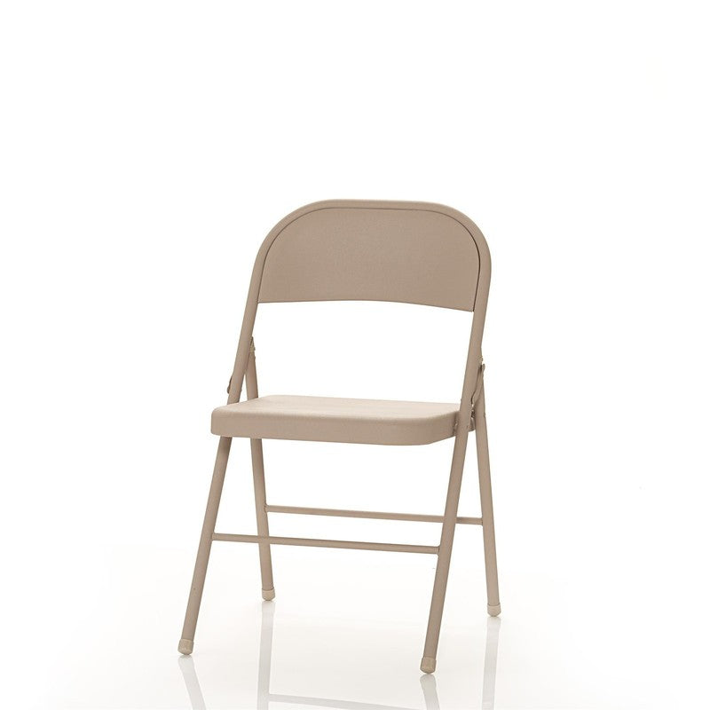 All Steel Metal Folding Chair, Beige, 4 Pack5