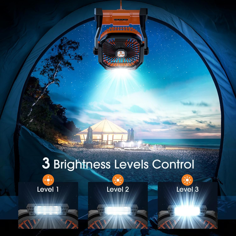 Portable Rechargeable Fan Cordless Battery LED Lantern Small Table Fan USB3
