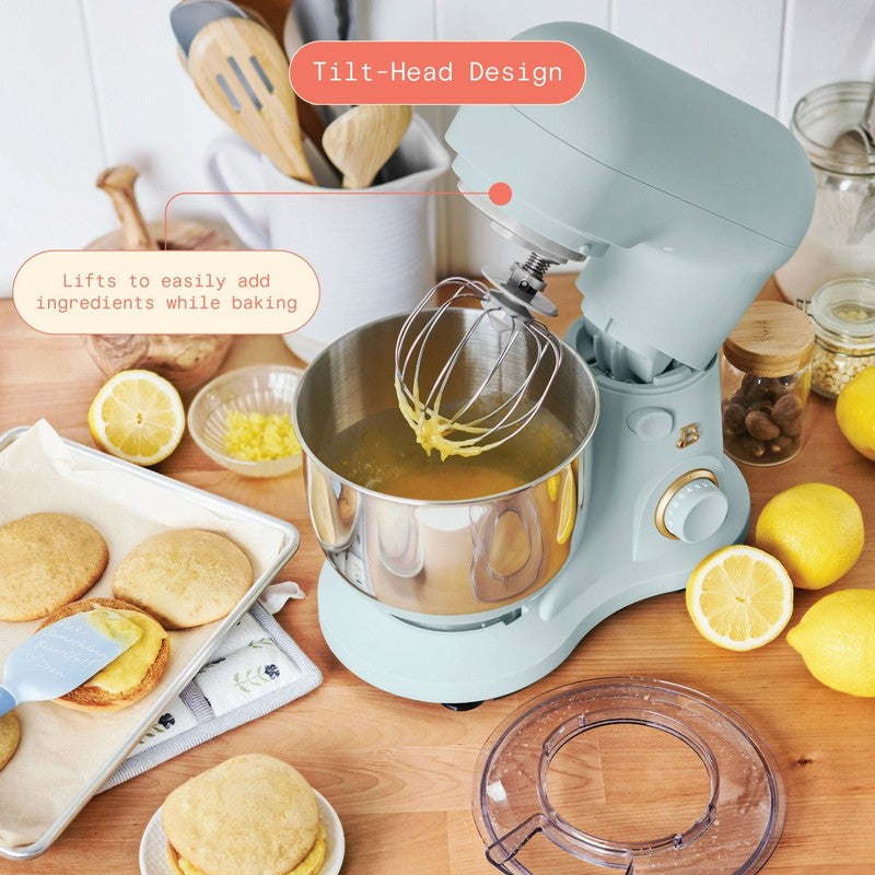 3.5 Qt Tilt Head Stand Mixer Hydrangea w/ Flat Beater Dough Hook & Whisk4