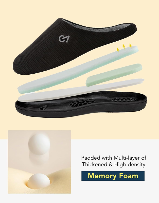Men'S Two Tone Memory Foam House Slippers Indoor Outdoor Durable Rubber Sole5