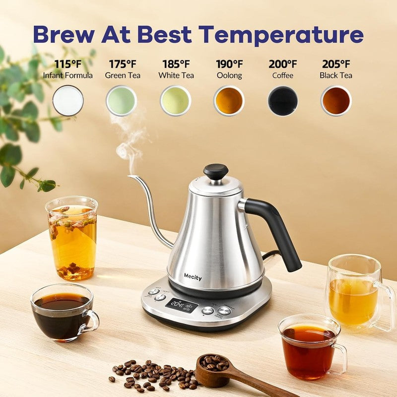 Gooseneck Electric Kettle 0.8L 1200W Stainless Steel LCD Temp Control Auto Off5