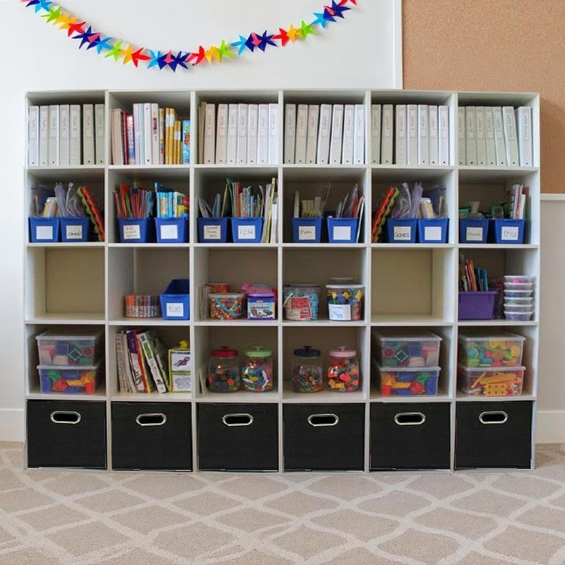 80 1 Foldable Fabric Storage Bins | Set of 6 Cubby Cubes with Handles | Black6