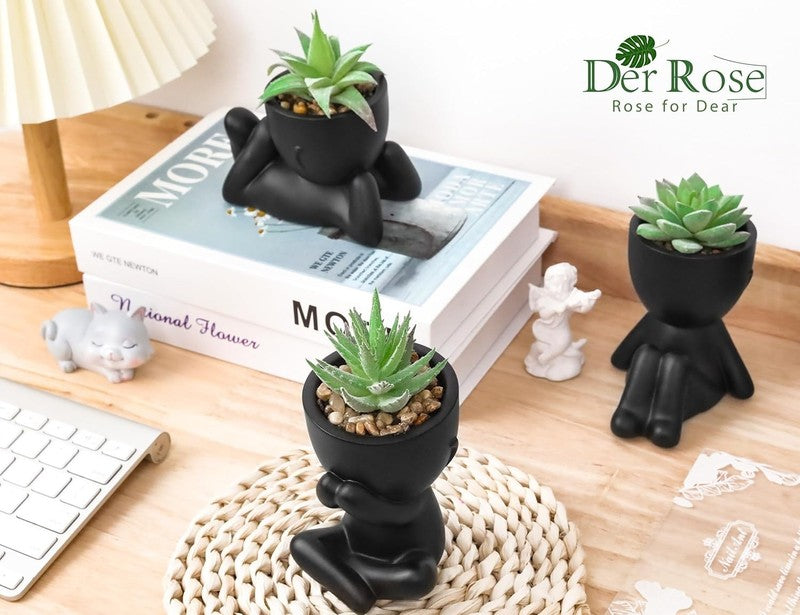 3Pcs Fake Succulents Plants Artificial for Black Bathroom Bedroom Home Living Ro3