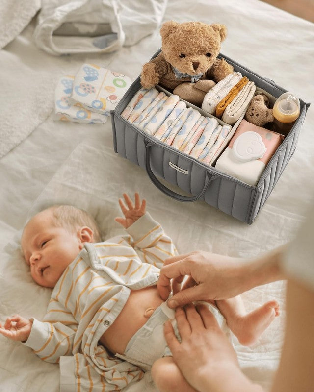 Baby Diaper Caddy Organizer Storage Basket Newborn Essentials Gray5
