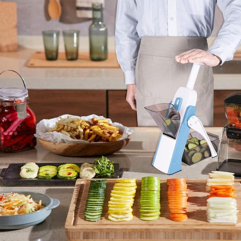 Safe Mandoline Slicer 5 in 1 Vegetable Cutter, Strips Julienne Dicer Adjustable 5