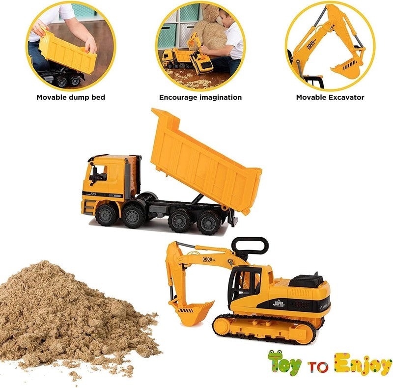 Construction Toy Set Excavator Dump Truck Bulldozer Digger Kids Vehicles4