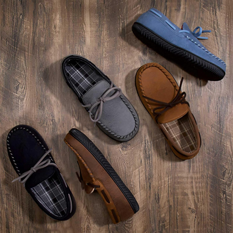 Mens Luke Moccasin Slippers Memory Foam Indoor Outdoor Anti Slip Shoes2
