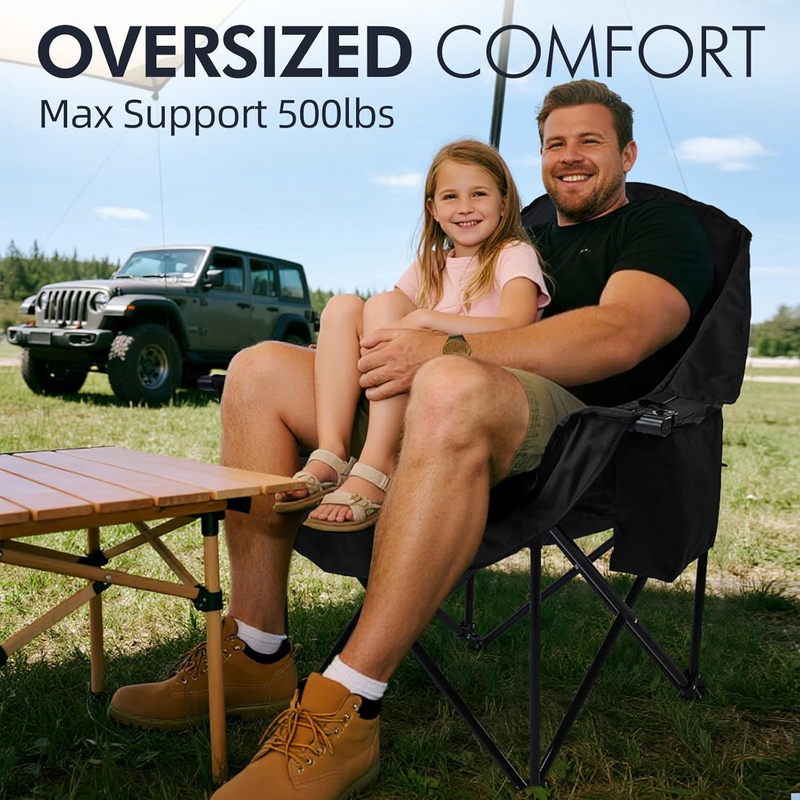 Oversized Camping Chair Heavy Duty Padded XL Folding Outdoor Lawn Chair w/Holder1
