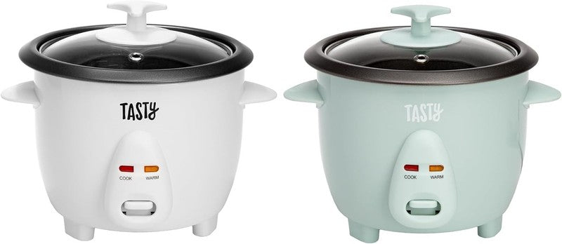 Tasty 2.5Qt Rice Cooker, Aqua – 6 Cups Cooked, Auto Keep Warm, Nonstick6