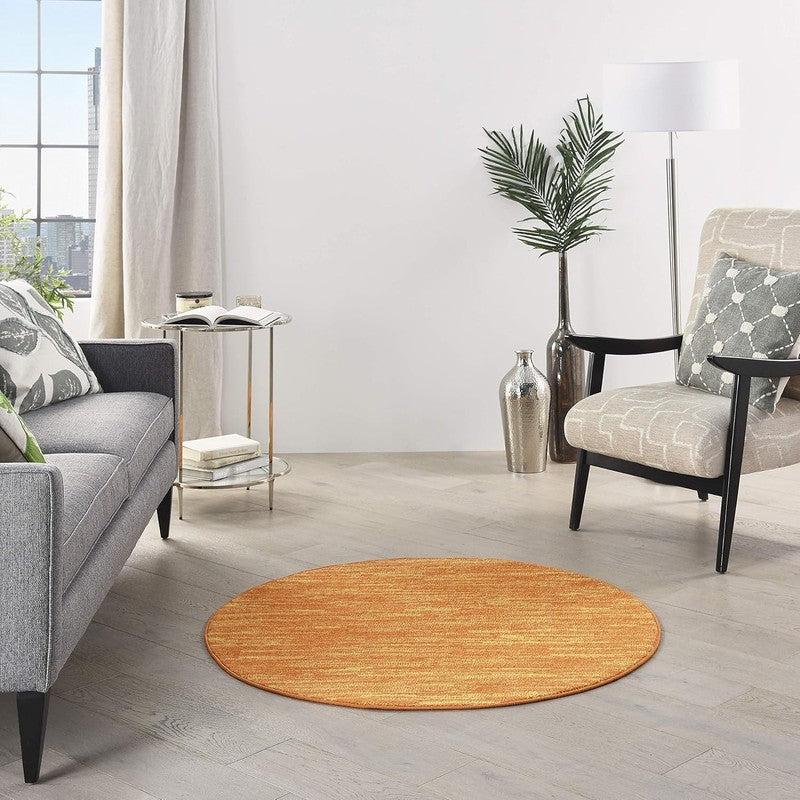 Essentials Indoor/Outdoor Sunburst 4' X round Area Rug, Easy Cleaning, Non Shedd2