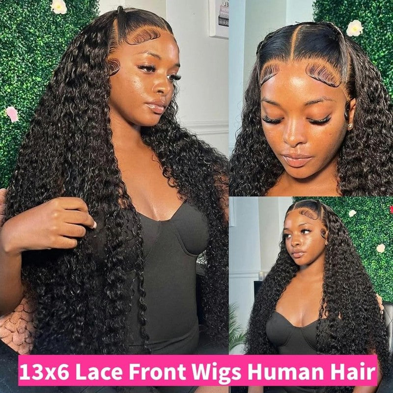 13X6 Deep Wave Lace Front Wigs Human Hair 200% Density 26 Inch Curly Human Hair 6