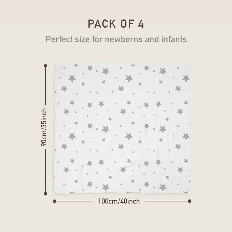 4 Pack Muslin Swaddle Blankets 35"x40" Newborn Infant Boys & Girls8