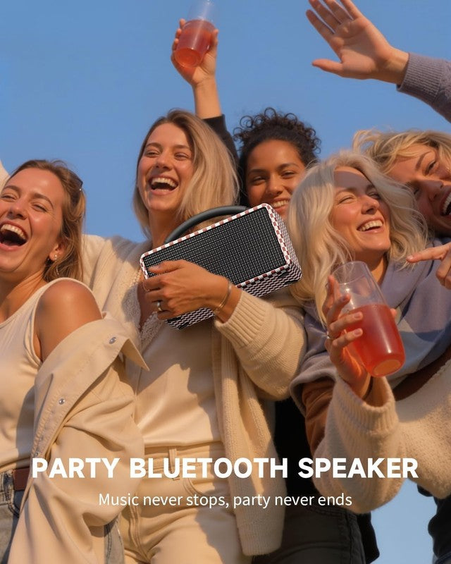 80W Portable Bluetooth Speaker 20H Playtime Subwoofer TWS Red3