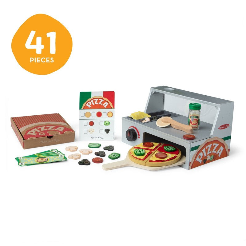 Wooden Pizza Counter Play Set – 41PCS Pretend Food Kitchen Toy, FSC Certified7