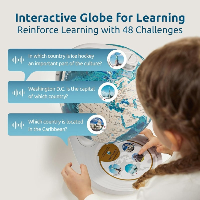 8in Interactive Talking Globe for Kids Bilingual STEM Quiz Toy Ages 6+5