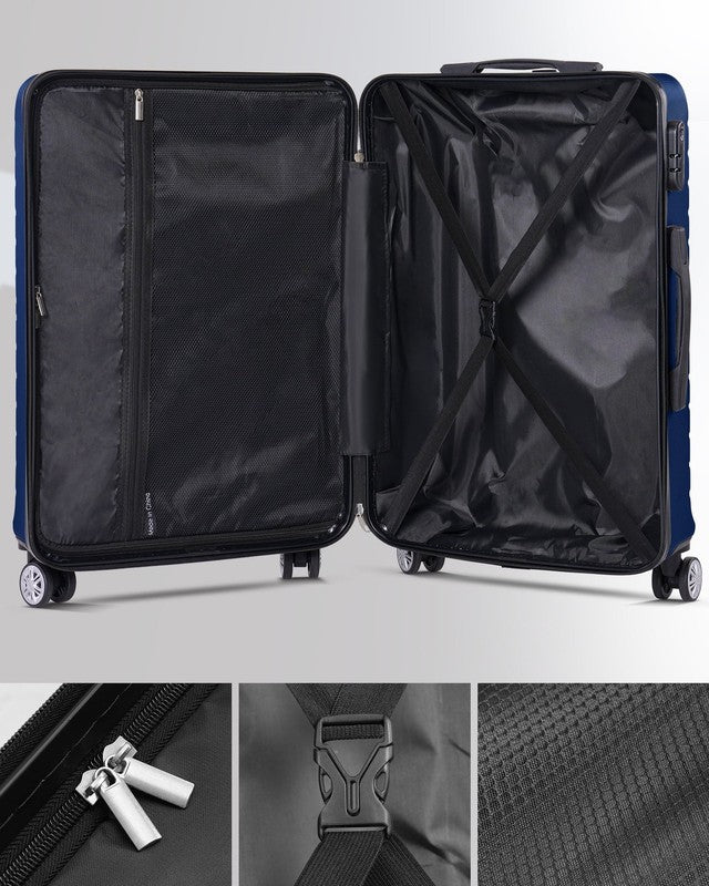 3 Piece Luggage Sets Travel Suitcase Set with 7PCS Organizer Bags, Navy Blue1