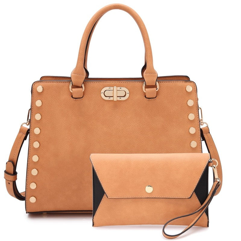 Women Satchel Handbag Shoulder Tote Work Bag with Matching Wallet3