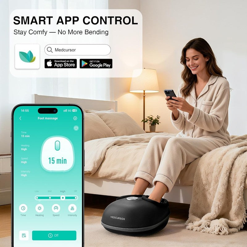 Shiatsu Foot Massager w/ Heat APP Remote Deep Kneading Compression3