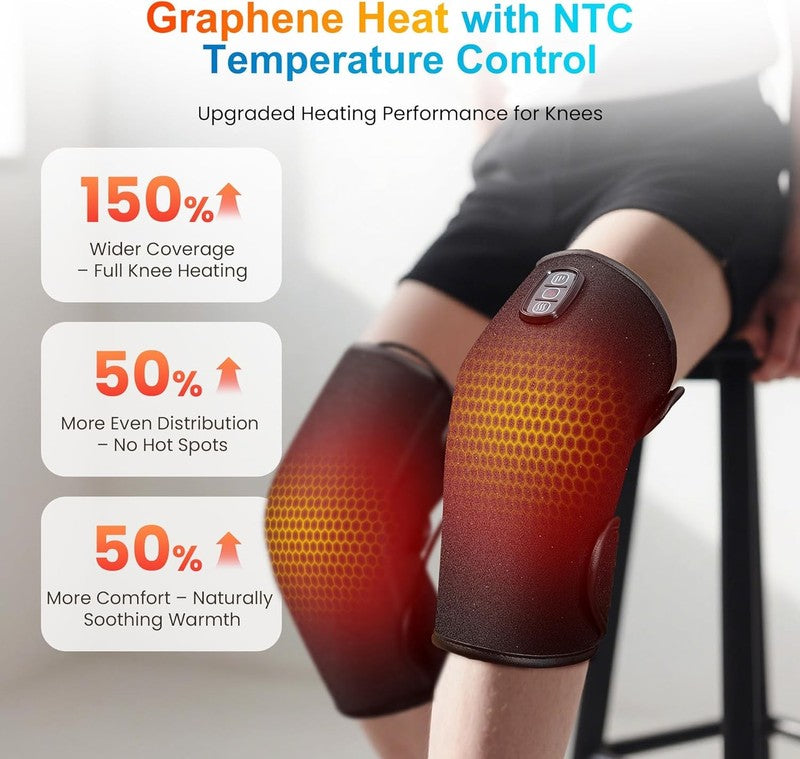 Graphene Heated Knee Massager w/ Vibration Adjustable Knee Wrap Pain Relief1
