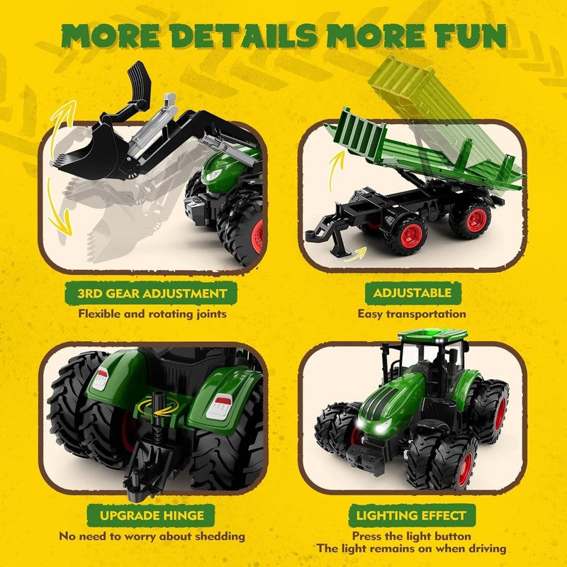 Remote Control Tractor Toy, Kids RC Tractor Set & Truck and Trailer Front Loader1