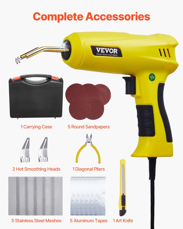 Plastic Welding Kit, 220W Plastic Welder Gun with 1200PCS Hot Staples & 76PCS We2