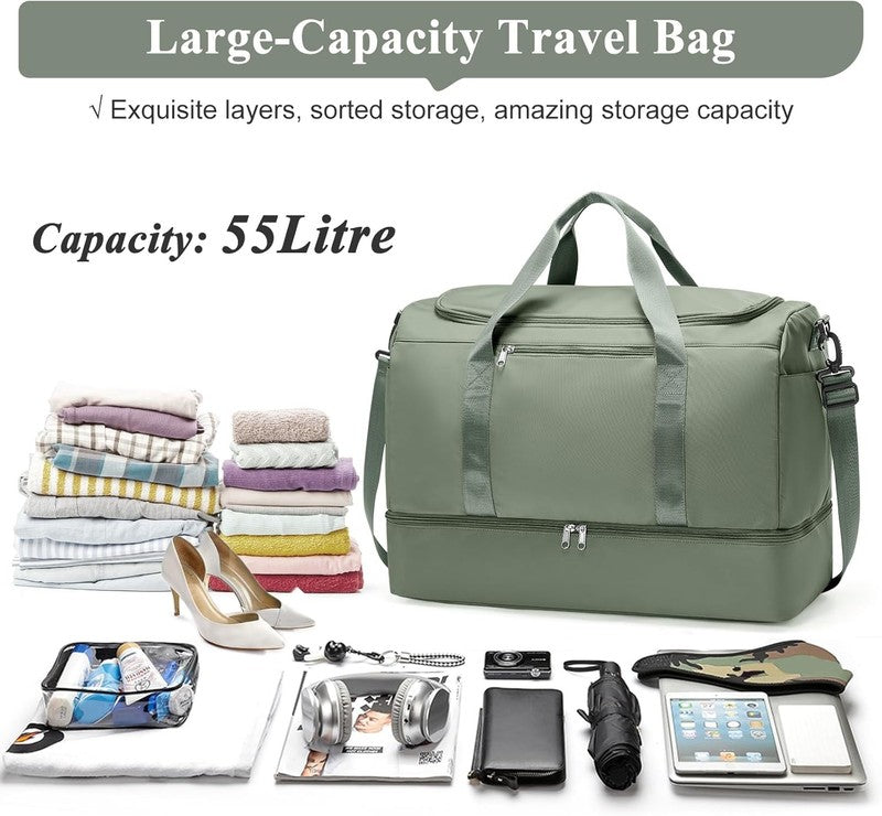 Extra Large Travel Duffle Bag,Carry on Overnight Weekend Bag with Shoes Compartm2
