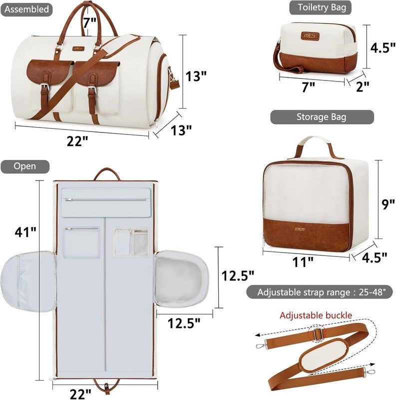 Garment Duffle Bag Travel Convertible Carry On Weekender w/ Shoe Pouch 3Pcs5