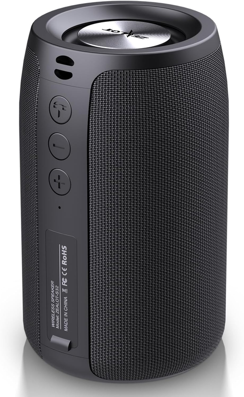 S32 Portable Bluetooth Speaker, IPX5 Waterproof, Stereo Pairing, Bass, Black7