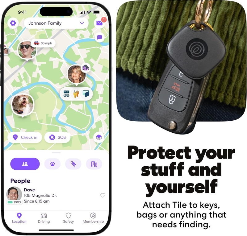 Bluetooth Tracker Tile Key Finder Item Locator iOS Android 2 Pack Black2