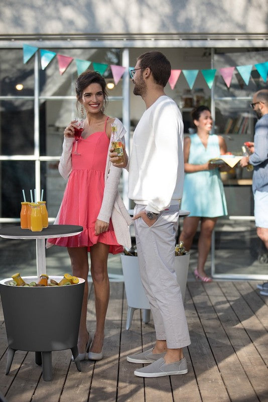 Modern 2-in-1 Cooler & Side Table Outdoor Patio Bar Gray9