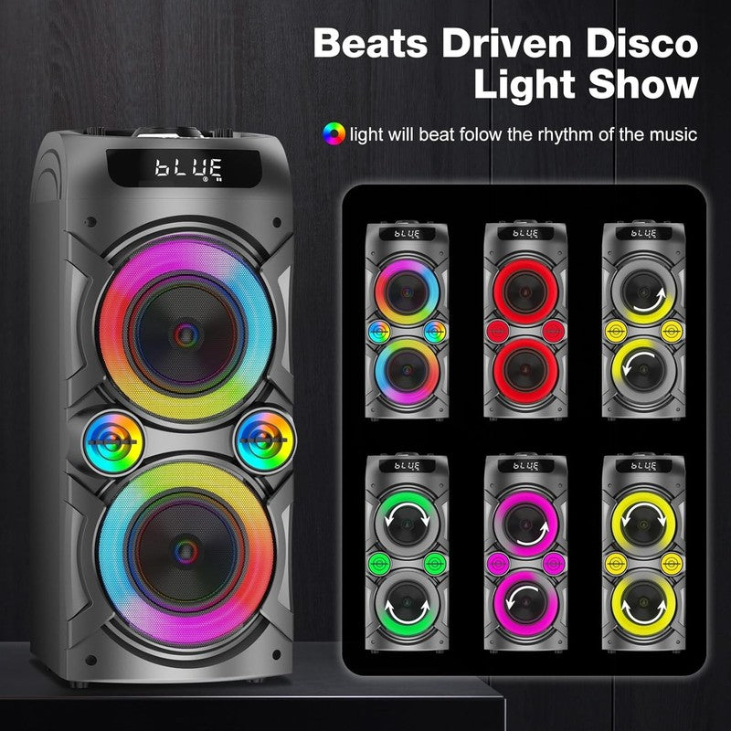 100W Bluetooth Speaker, Loud Boombox, TWS, Deep Bass, LED, Outdoor/Home Use4