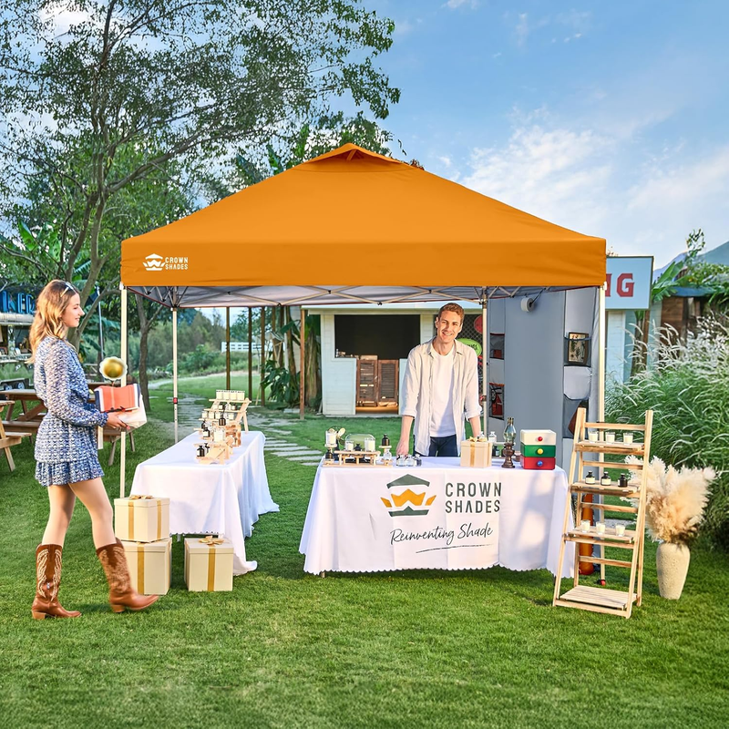 Canopy Tent 10x10 Pop Up Outdoor Shelter w/ Sidewall UV Protection Orange2