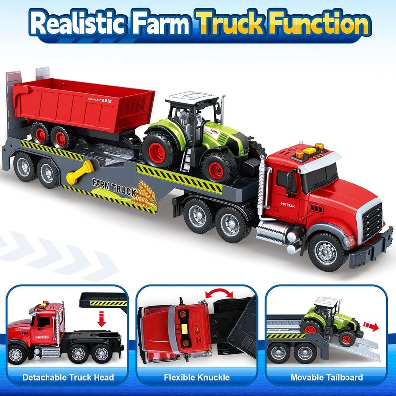 21“ Extra Large Truck Toy, 3 4 5 6 Boys Toys with Tractors and Dump Truck, 3 in1
