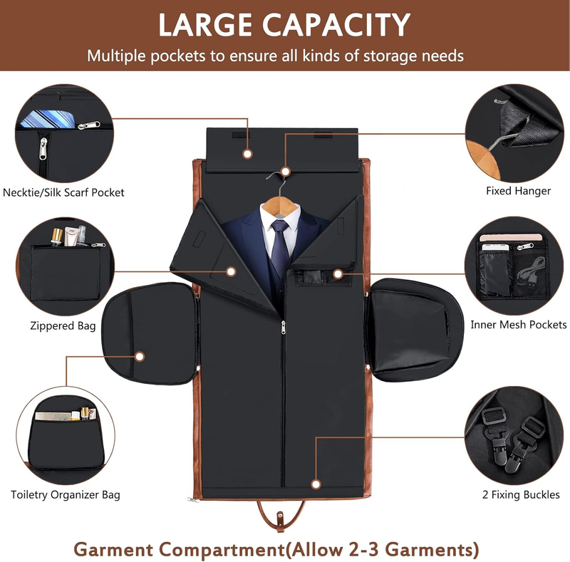 Garment Bag for Travel, Convertible Carry on Garment Duffel Bag for Men 3Pcs Wee2