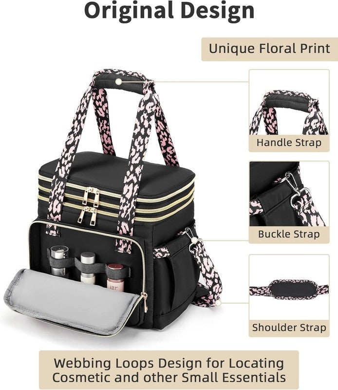 Double Deck Expandable Insulated Lunch Bag Black Women3